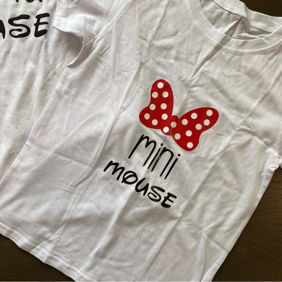 Mommy & Me Matching Cotton Tees, White w/ bow, Woman’s Small & Kids - Picture 8 of 8